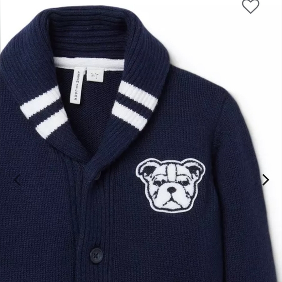 Janie And Jack Varsity Shawl Cardigan In Navy And White Size 7 - Picture 2 of 11